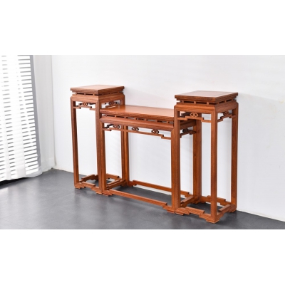 F1603 雕花条桌 缅甸花梨