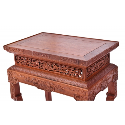 H3603 雕花香几 缅甸花梨