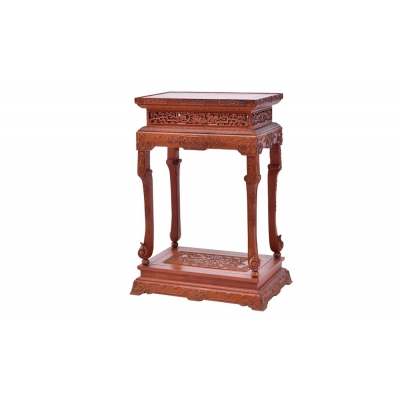 H3603 雕花香几 缅甸花梨