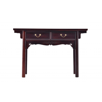 F0115-二抽平头案-染料紫檀