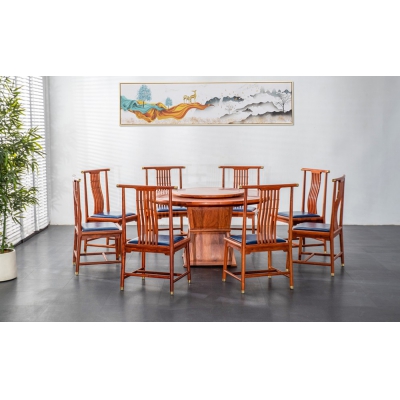 E1903 新明式餐桌带椅 大果紫檀