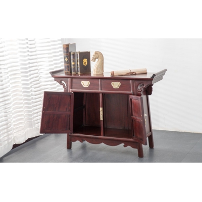 G1215 翘头二抽二门玄关柜 染料紫檀