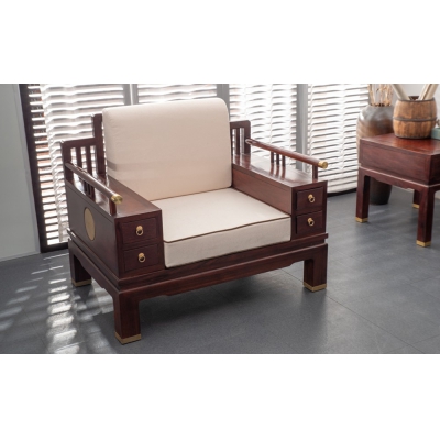 A0221 新中式沙发123（抽屉）柬埔寨酸枝