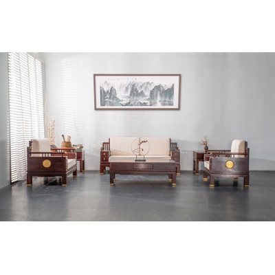 A0221 新中式沙发123（抽屉）柬埔寨酸枝