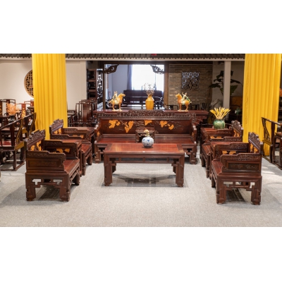 A0701-11 镶黄杨葡萄沙发 交趾黄檀