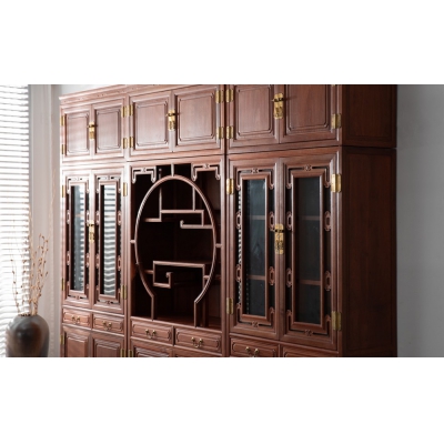 J1203 素面顶箱书柜 大果紫檀