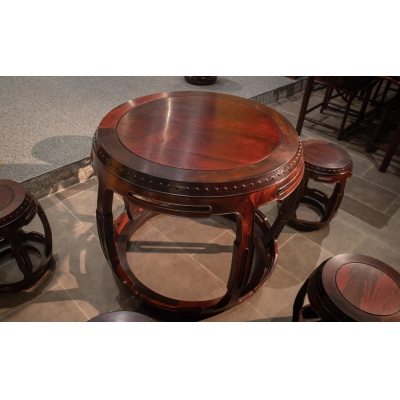 E1201 五开光圆台带凳 交趾黄檀