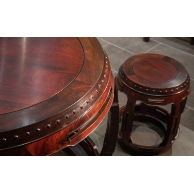 E1201 五开光圆台带凳 交趾黄檀