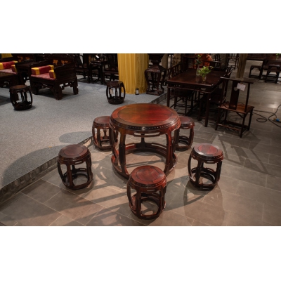 E1201 五开光圆台带凳 交趾黄檀