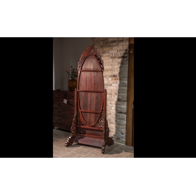 MD0201 椭圆雕花镜屏 交趾黄檀