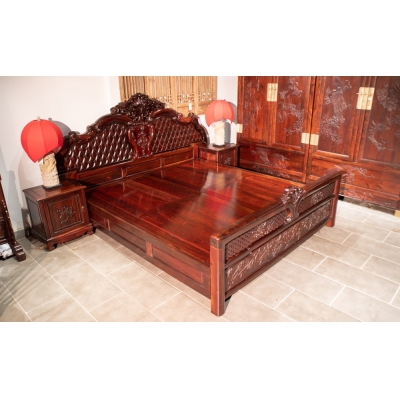 L4101 雕花大床 交趾黄檀