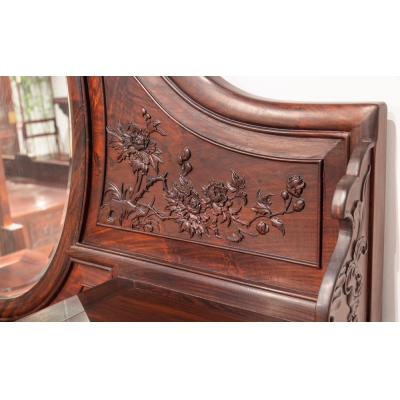 ML0801 弯腿雕花梳妆台带凳 交趾黄檀