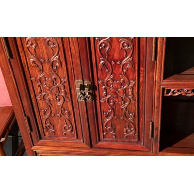 J2801 雕花博古架 交趾黄檀