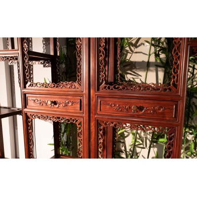 J2801 雕花博古架 交趾黄檀