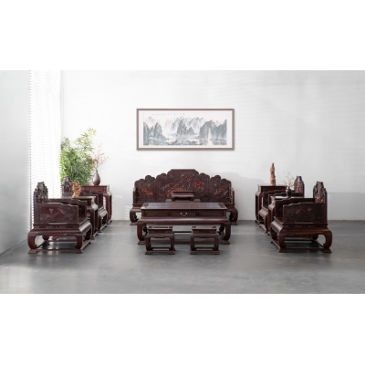 FA0215 乾隆宝座沙发 染料紫檀