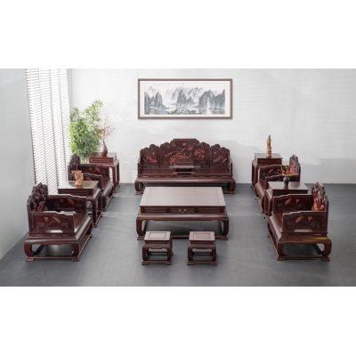 FA0215 乾隆宝座沙发 染料紫檀