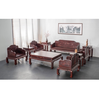 FA0315  荷花沙发 染料紫檀