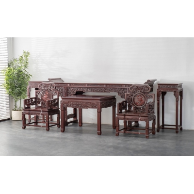 FC0215 灵芝中堂 染料紫檀