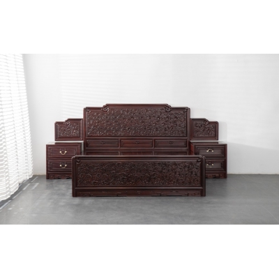 FL0115 西番莲高低床 染料紫檀